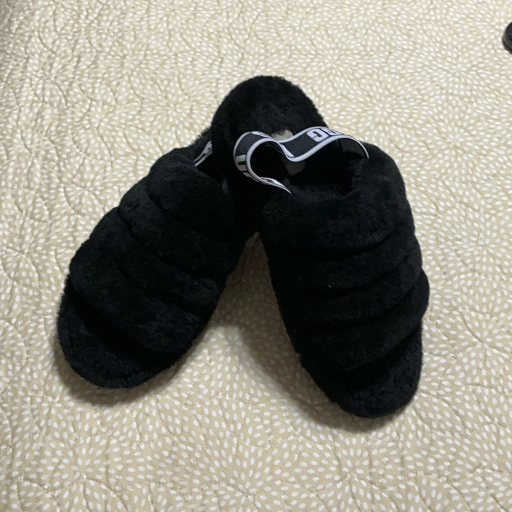 Ugg Women's Fluff Yeah Blk Comfort Slides Slippers Size 8 - Picture 2 of 13